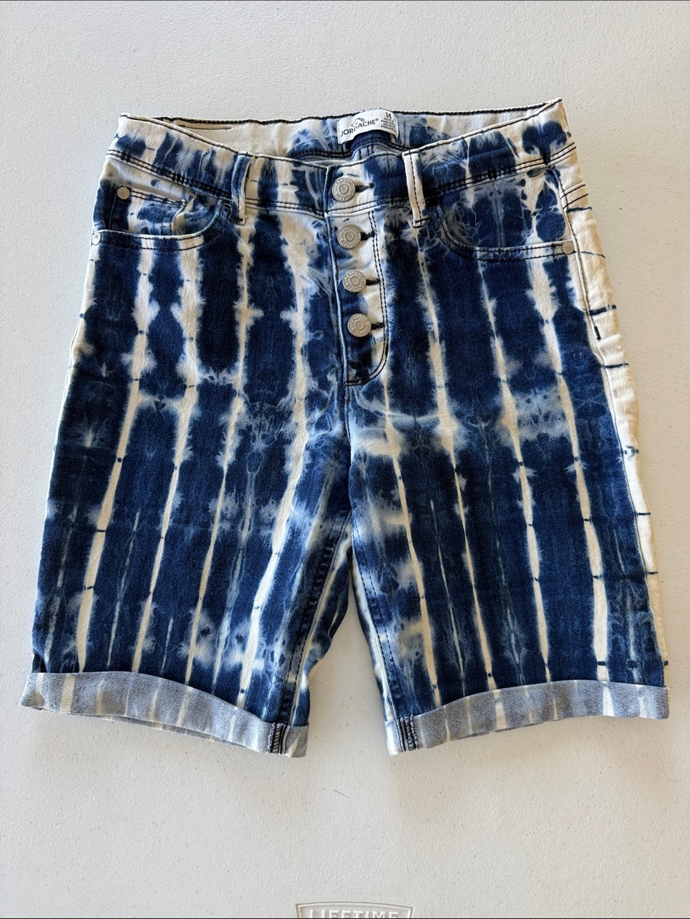 Jordache Girls Navy Tie-Dye Denim Shorts